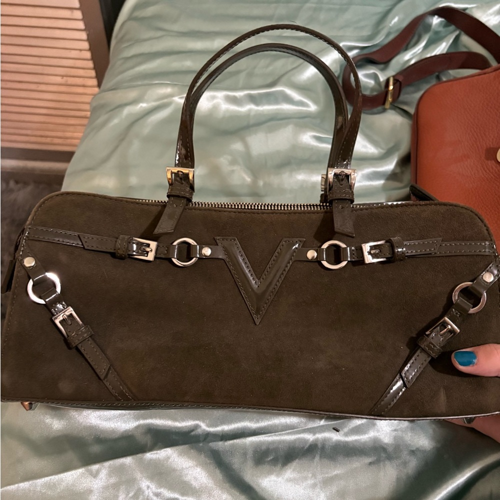 Olive Green Suede Handbag